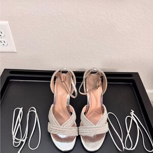 Elegant Silver Strappy Women's Heels